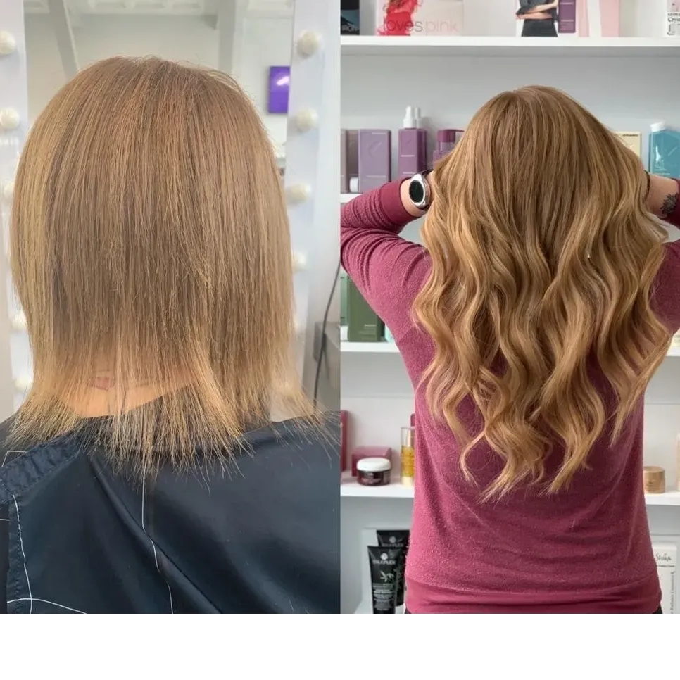 Before and After Fusion Hair Extensions at Emma Justine Salon in Louisville, KY