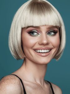 Girl with a chin length bob